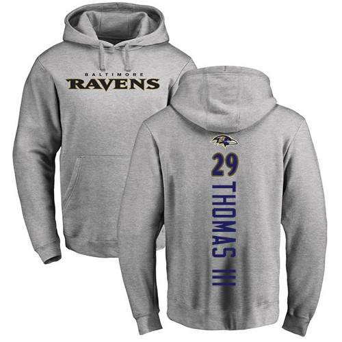 Men Baltimore Ravens Ash Earl Thomas III Backer NFL Football 29 Pullover Hoodie Sweatshirt